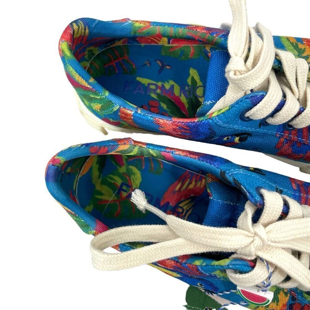 NEW FARM RIO Blue Macaw Flatform Sneakers Size 7.5 parrot tropical print - Picture 4 of 9